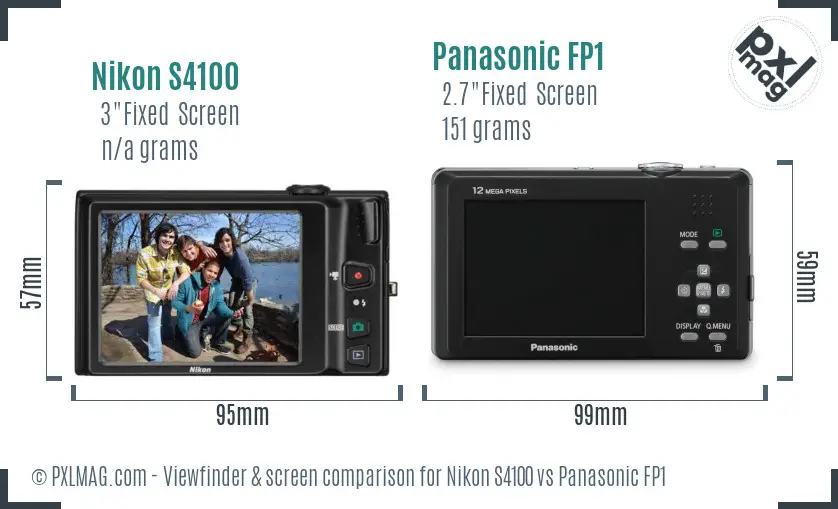 Nikon S4100 vs Panasonic FP1 Screen and Viewfinder comparison