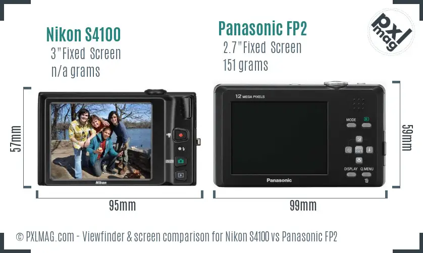 Nikon S4100 vs Panasonic FP2 Screen and Viewfinder comparison