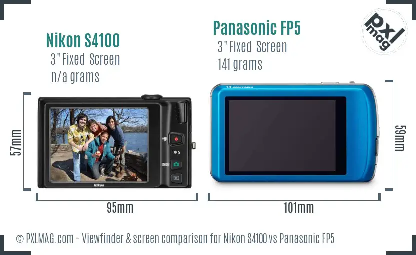Nikon S4100 vs Panasonic FP5 Screen and Viewfinder comparison