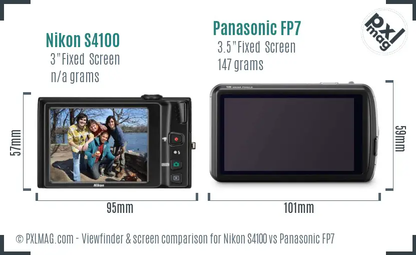 Nikon S4100 vs Panasonic FP7 Screen and Viewfinder comparison