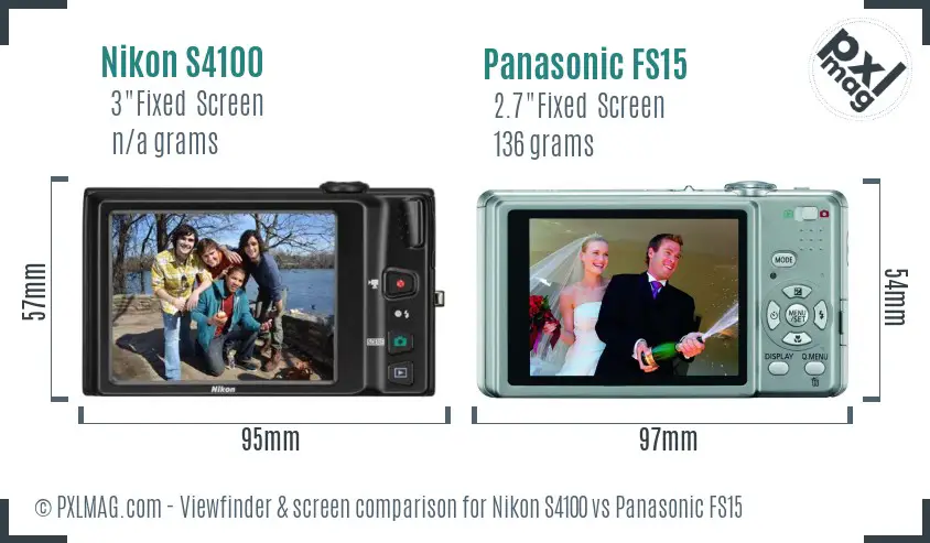 Nikon S4100 vs Panasonic FS15 Screen and Viewfinder comparison Nikon S4100 vs Panasonic FS15 Screen and Viewfinder comparison
