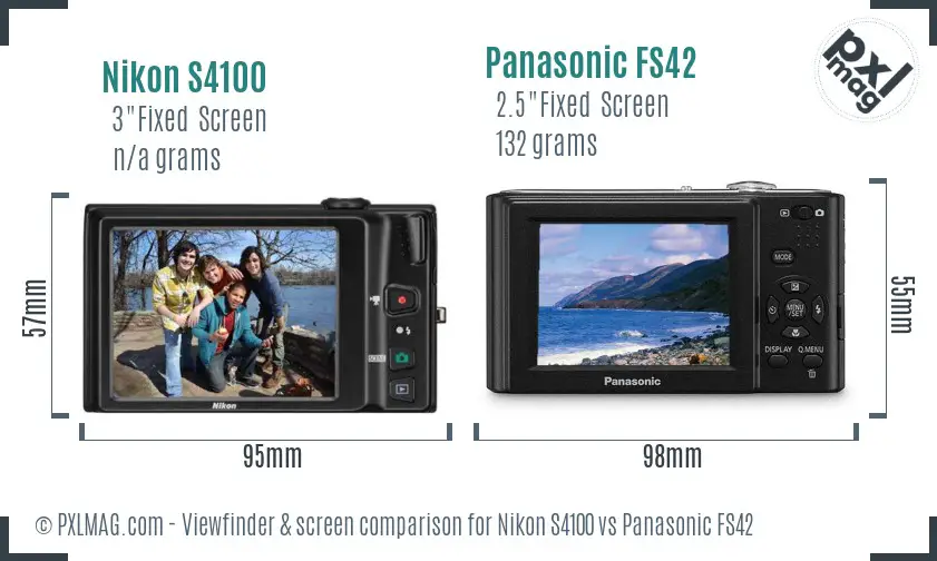 Nikon S4100 vs Panasonic FS42 Screen and Viewfinder comparison