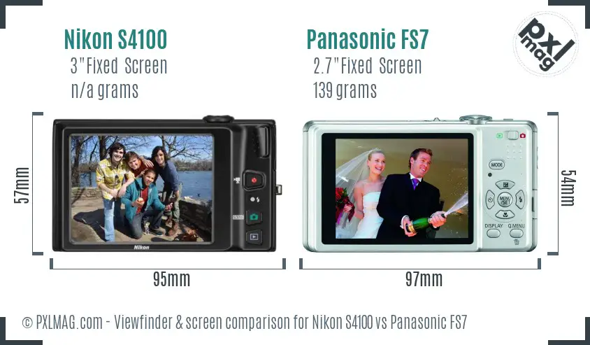 Nikon S4100 vs Panasonic FS7 Screen and Viewfinder comparison