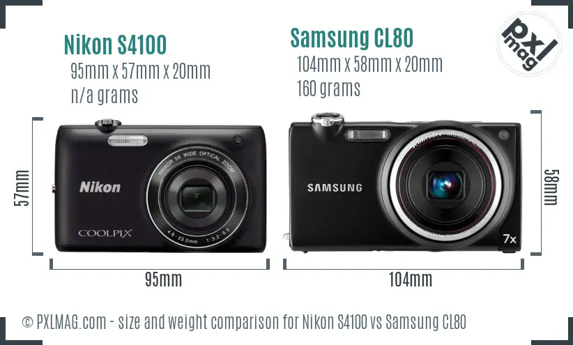 Nikon S4100 vs Samsung CL80 size comparison
