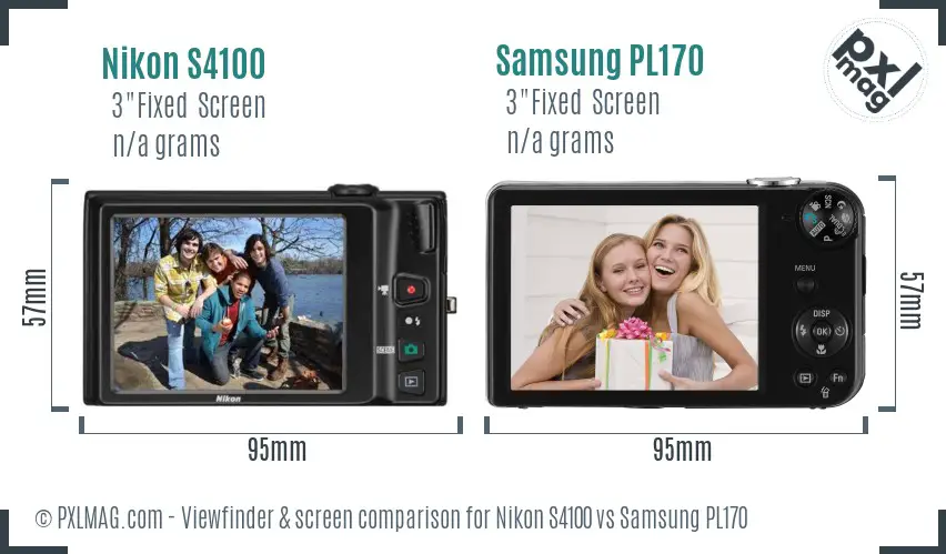 Nikon S4100 vs Samsung PL170 Screen and Viewfinder comparison