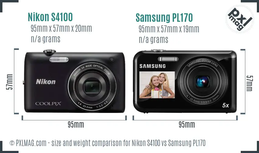 Nikon S4100 vs Samsung PL170 size comparison