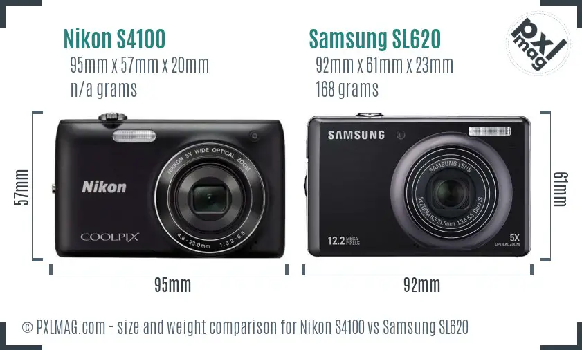 Nikon S4100 vs Samsung SL620 size comparison