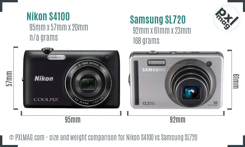 Nikon S4100 vs Samsung SL720 size comparison