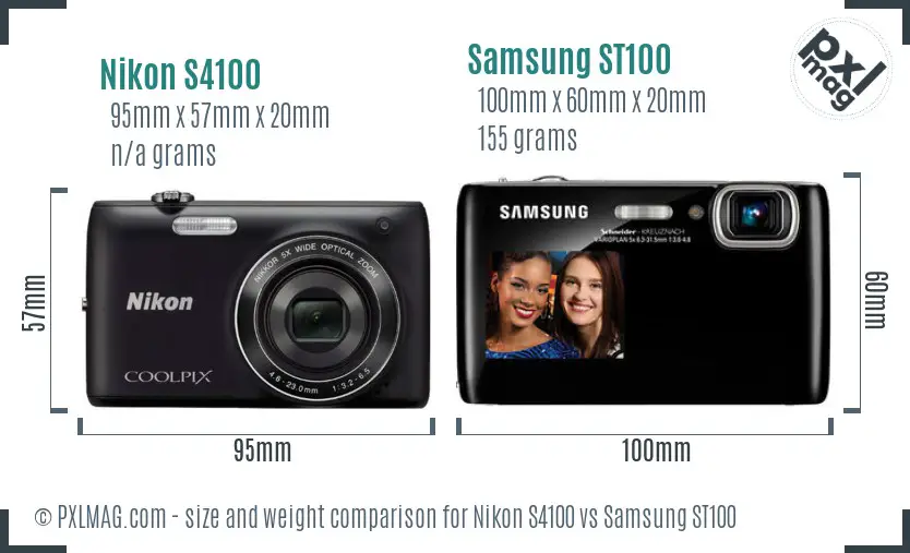 Nikon S4100 vs Samsung ST100 size comparison