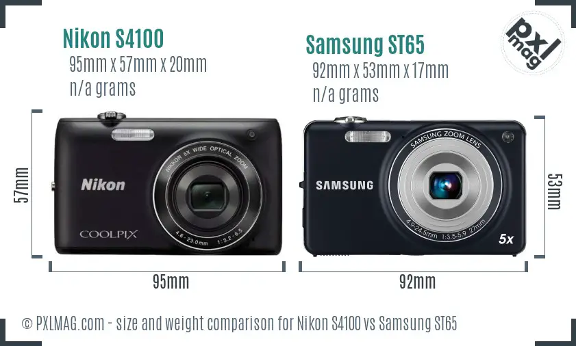 Nikon S4100 vs Samsung ST65 size comparison