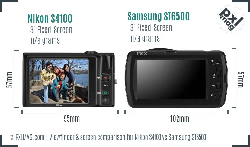 Nikon S4100 vs Samsung ST6500 Screen and Viewfinder comparison