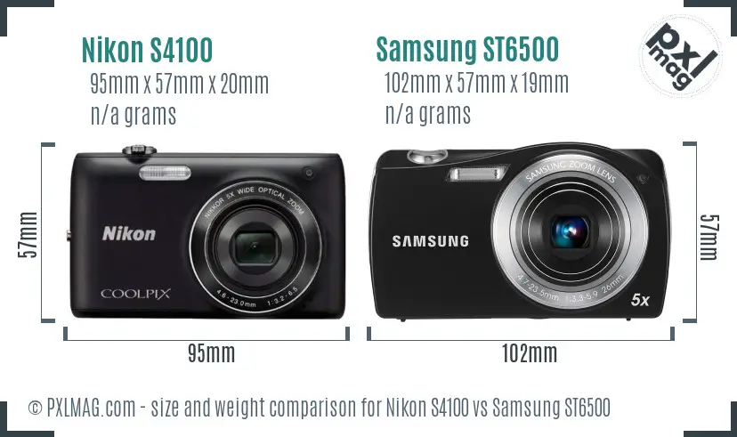 Nikon S4100 vs Samsung ST6500 size comparison