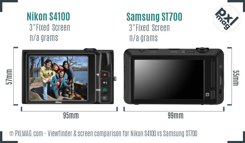 Nikon S4100 vs Samsung ST700 Screen and Viewfinder comparison