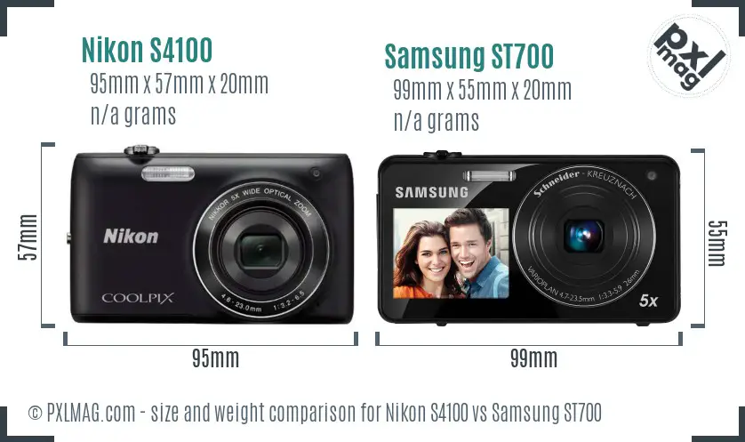 Nikon S4100 vs Samsung ST700 size comparison