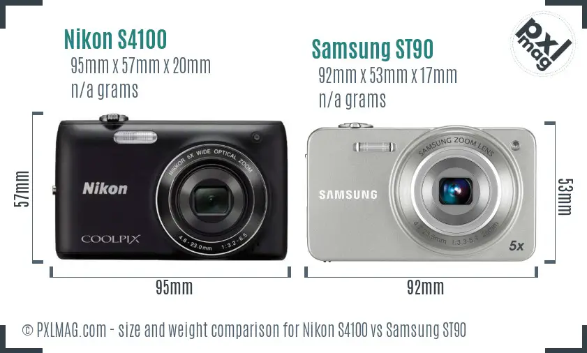 Nikon S4100 vs Samsung ST90 size comparison