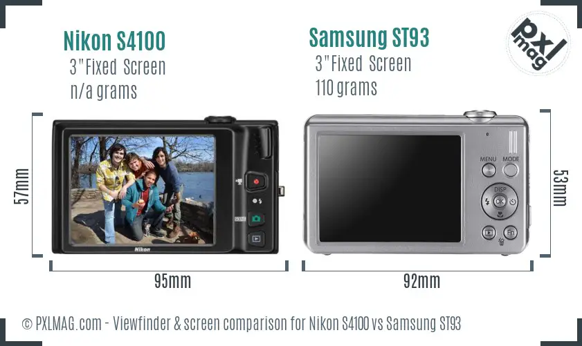Nikon S4100 vs Samsung ST93 Screen and Viewfinder comparison