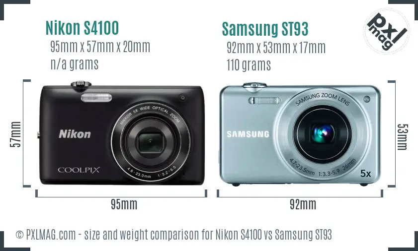 Nikon S4100 vs Samsung ST93 size comparison