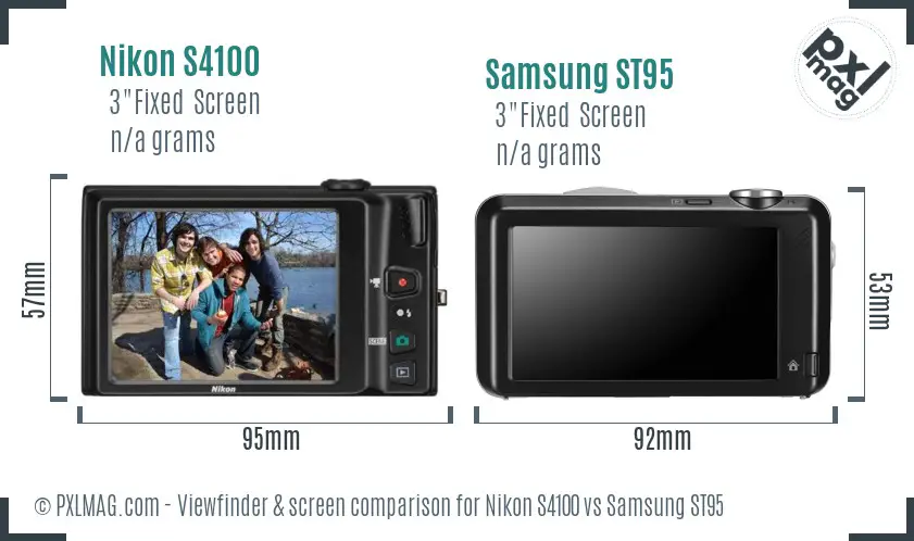 Nikon S4100 vs Samsung ST95 Screen and Viewfinder comparison