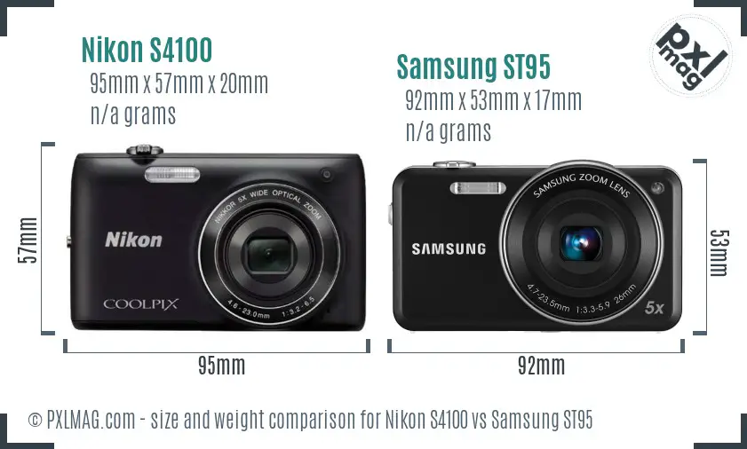 Nikon S4100 vs Samsung ST95 size comparison