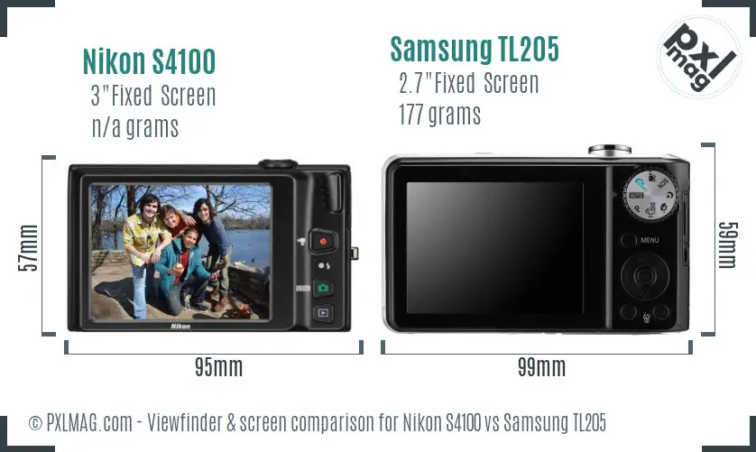 Nikon S4100 vs Samsung TL205 Screen and Viewfinder comparison