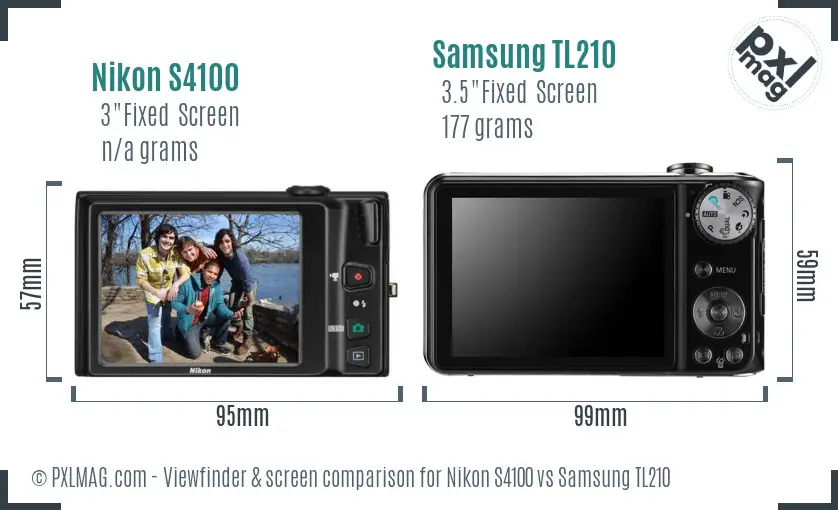 Nikon S4100 vs Samsung TL210 Screen and Viewfinder comparison Nikon S4100 vs Samsung TL210 Screen and Viewfinder comparison