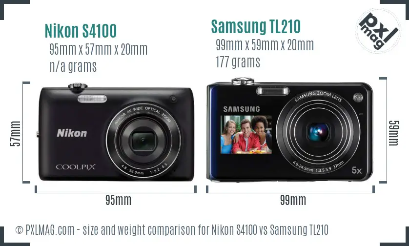 Nikon S4100 vs Samsung TL210 size comparison Nikon S4100 vs Samsung TL210 size comparison