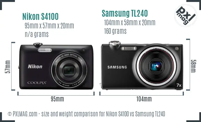 Nikon S4100 vs Samsung TL240 size comparison