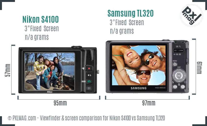 Nikon S4100 vs Samsung TL320 Screen and Viewfinder comparison