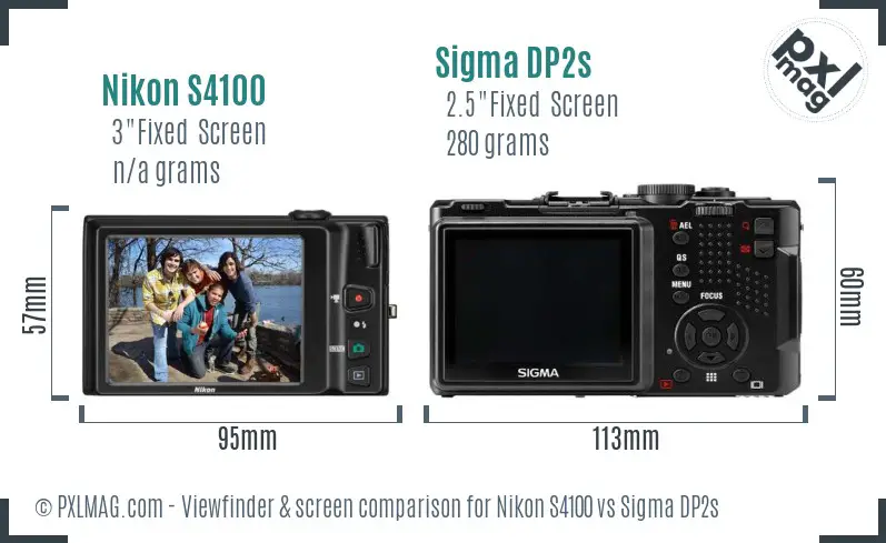 Nikon S4100 vs Sigma DP2s Screen and Viewfinder comparison