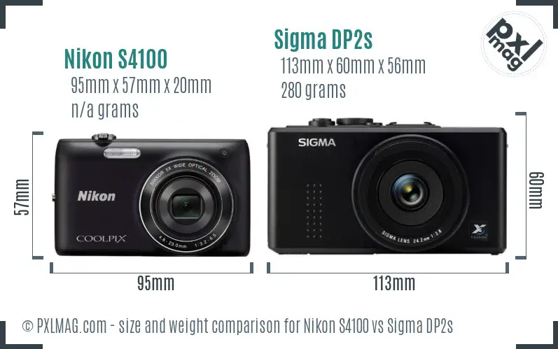 Nikon S4100 vs Sigma DP2s size comparison