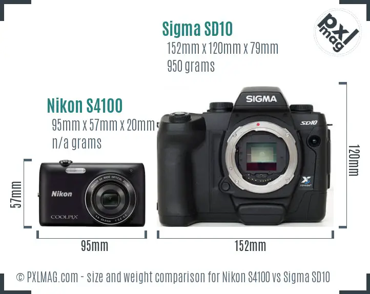 Nikon S4100 vs Sigma SD10 size comparison