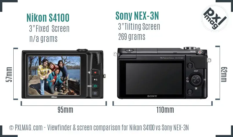 Nikon S4100 vs Sony NEX-3N Screen and Viewfinder comparison