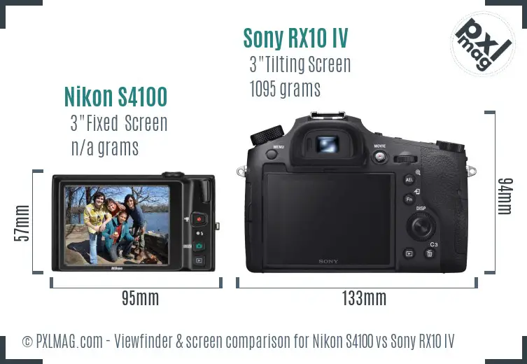 Nikon S4100 vs Sony RX10 IV Screen and Viewfinder comparison