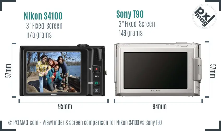 Nikon S4100 vs Sony T90 Screen and Viewfinder comparison