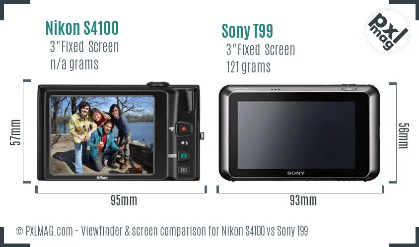 Nikon S4100 vs Sony T99 Screen and Viewfinder comparison