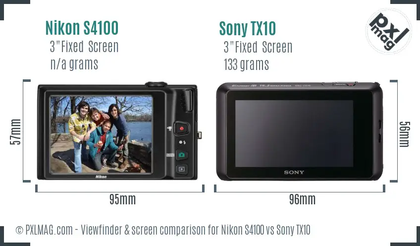 Nikon S4100 vs Sony TX10 Screen and Viewfinder comparison Nikon S4100 vs Sony TX10 Screen and Viewfinder comparison