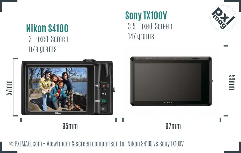 Nikon S4100 vs Sony TX100V Screen and Viewfinder comparison