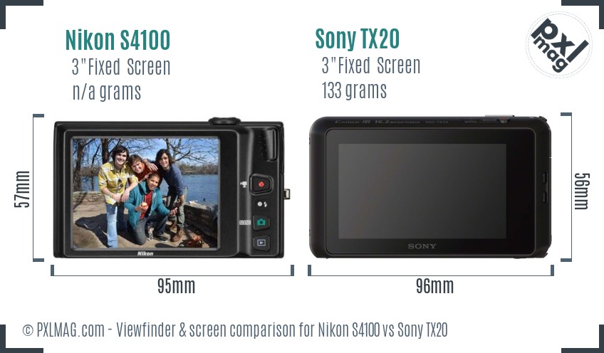 Nikon S4100 vs Sony TX20 Screen and Viewfinder comparison