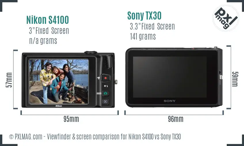 Nikon S4100 vs Sony TX30 Screen and Viewfinder comparison