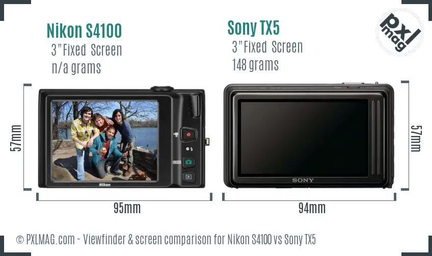 Nikon S4100 vs Sony TX5 Screen and Viewfinder comparison