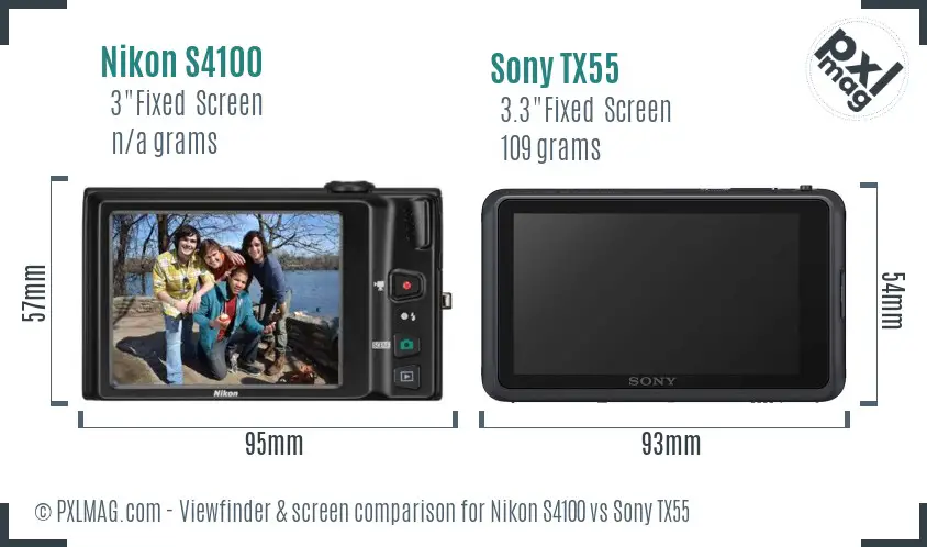 Nikon S4100 vs Sony TX55 Screen and Viewfinder comparison