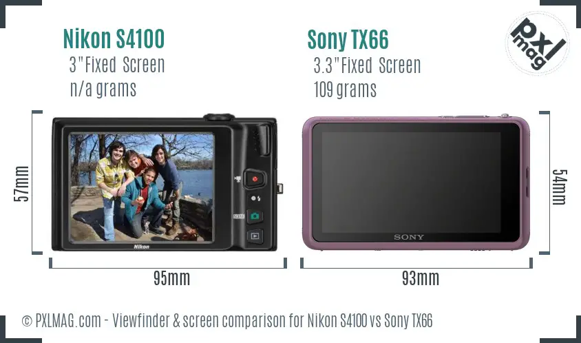 Nikon S4100 vs Sony TX66 Screen and Viewfinder comparison