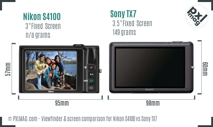 Nikon S4100 vs Sony TX7 Screen and Viewfinder comparison