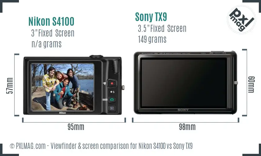 Nikon S4100 vs Sony TX9 Screen and Viewfinder comparison Nikon S4100 vs Sony TX9 Screen and Viewfinder comparison