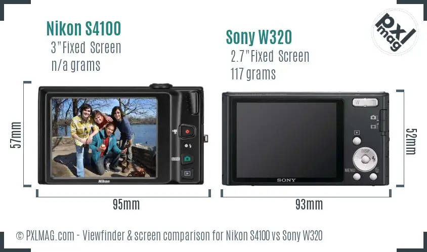 Nikon S4100 vs Sony W320 Screen and Viewfinder comparison