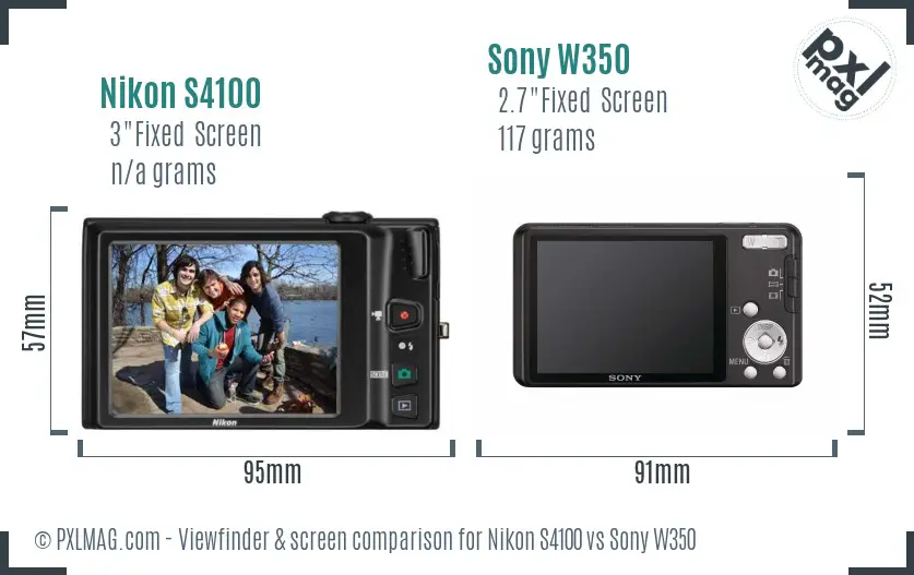 Nikon S4100 vs Sony W350 Screen and Viewfinder comparison