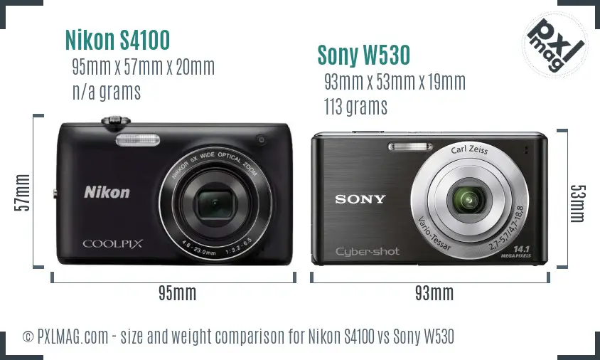 Size comparison of Nikon S4100 and Sony W530