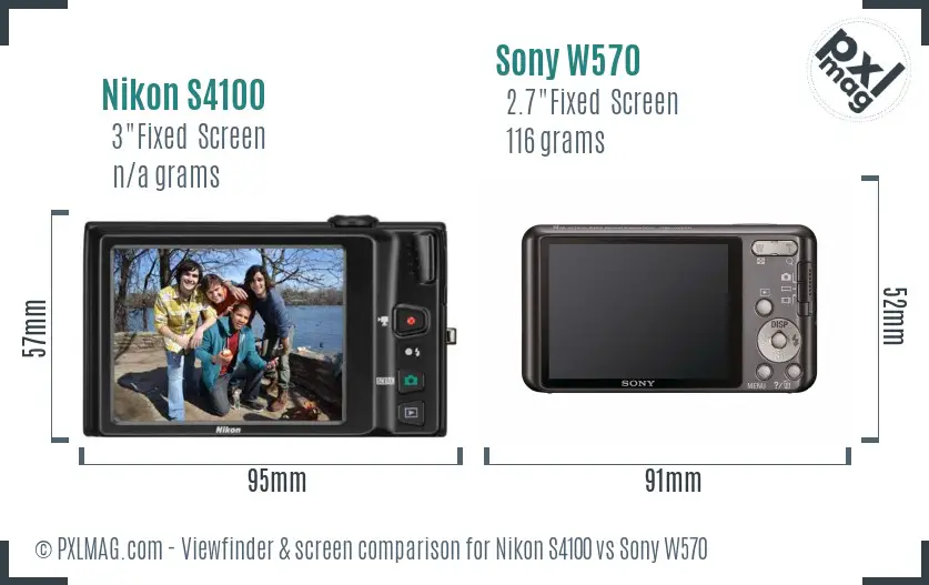 Nikon S4100 vs Sony W570 Screen and Viewfinder comparison