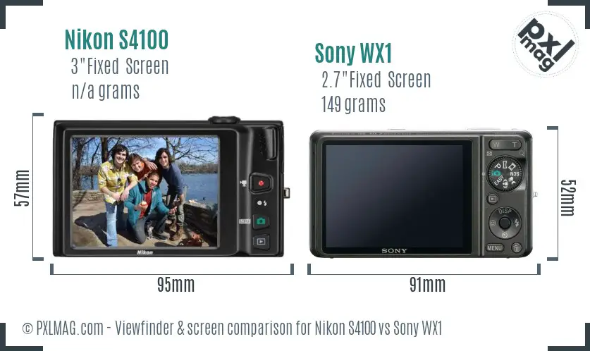 Nikon S4100 vs Sony WX1 Screen and Viewfinder comparison