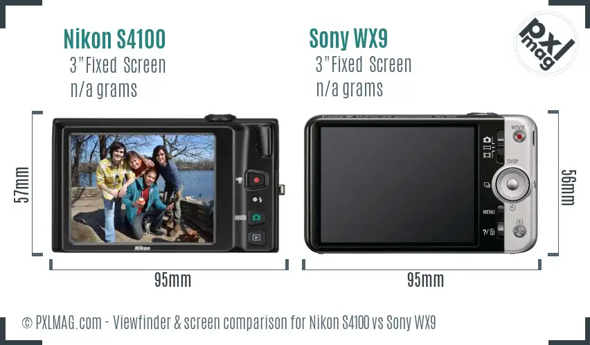 Nikon S4100 vs Sony WX9 Screen and Viewfinder comparison